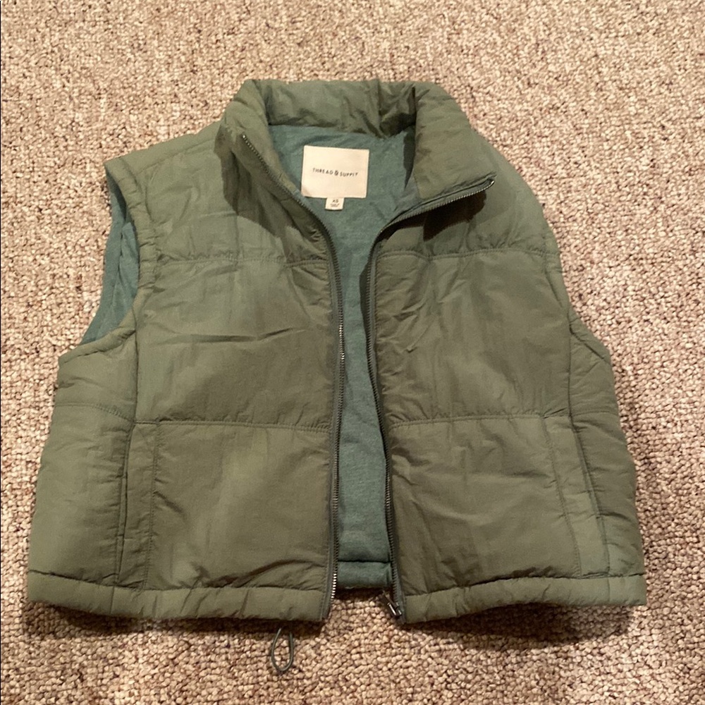thread & supply green cropped vest